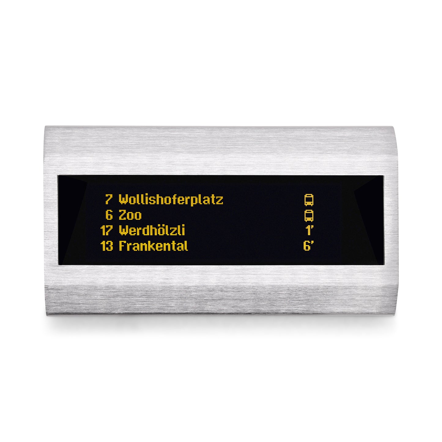 Tramli display shows tram, bus or train departure times