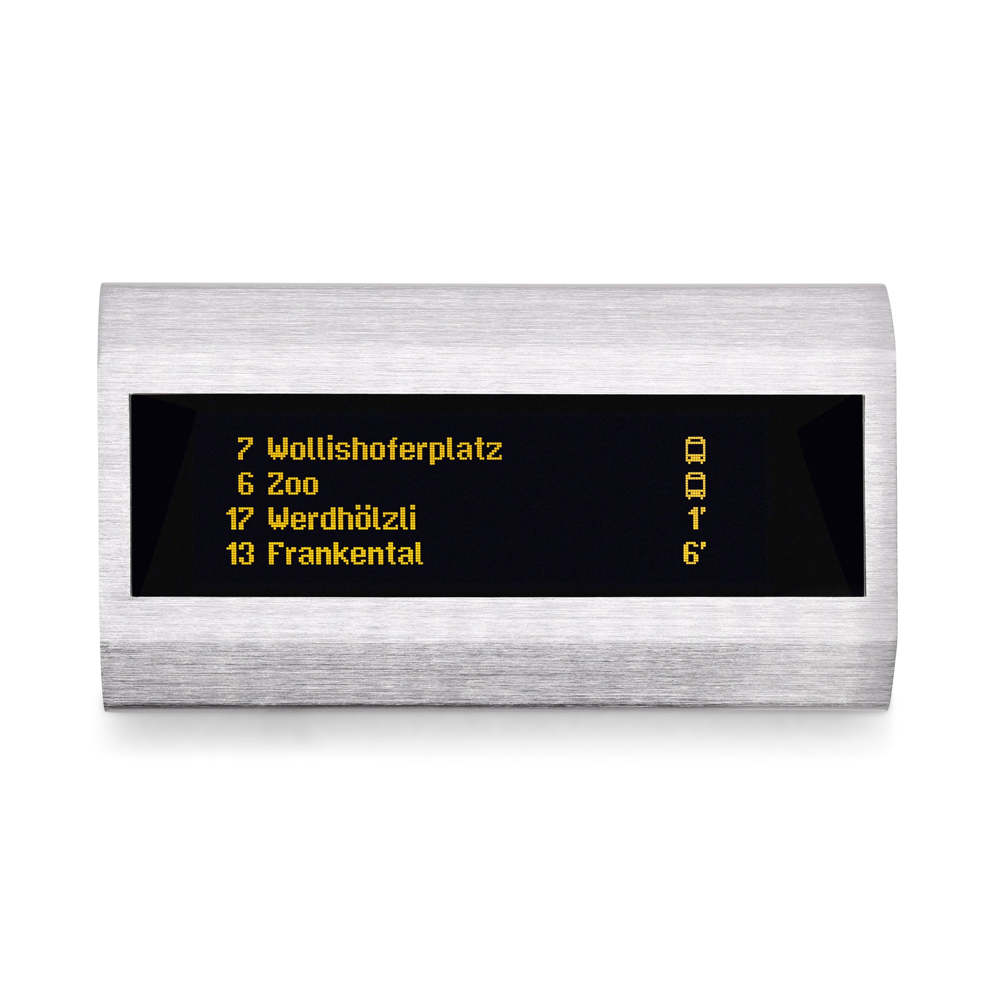 Tramli display shows tram, bus or train departure times